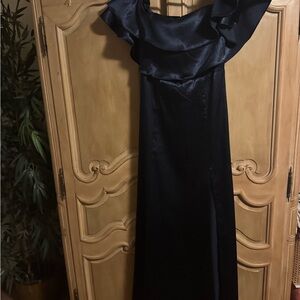 Lulu's Midnight Blue Off the Shoudler Maxi Dress